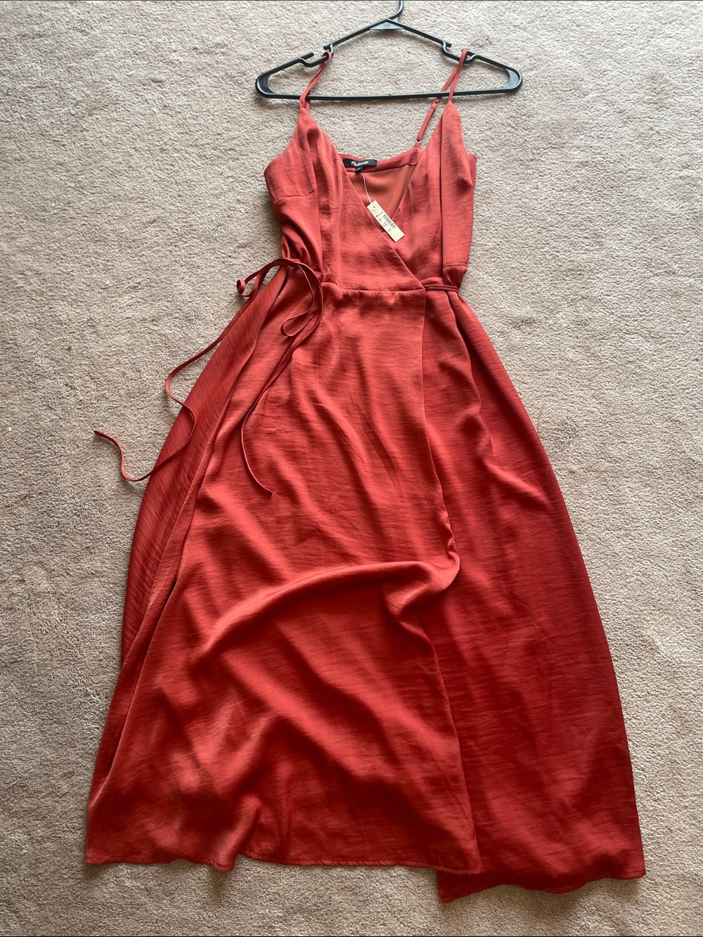 Madewell Rust-Red Wrap Midi Dress XS